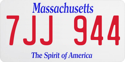 MA license plate 7JJ944