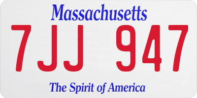 MA license plate 7JJ947