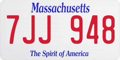 MA license plate 7JJ948