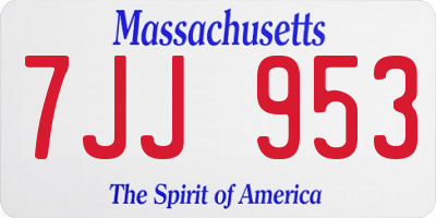MA license plate 7JJ953