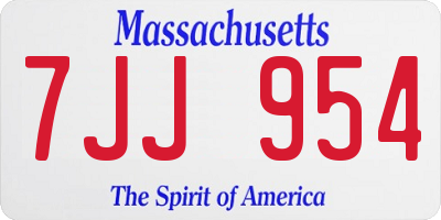 MA license plate 7JJ954