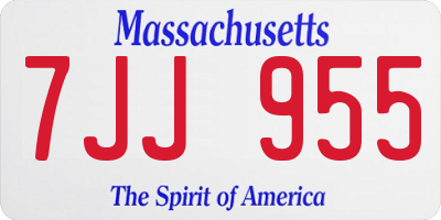 MA license plate 7JJ955