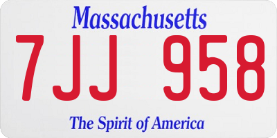 MA license plate 7JJ958