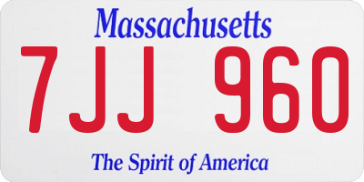 MA license plate 7JJ960