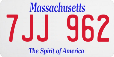 MA license plate 7JJ962