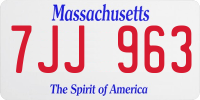 MA license plate 7JJ963
