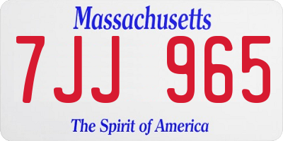 MA license plate 7JJ965