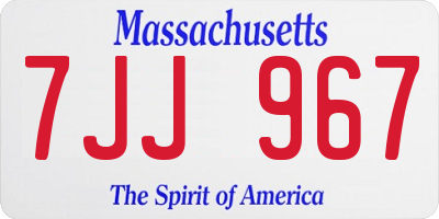MA license plate 7JJ967