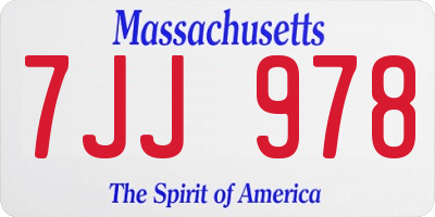 MA license plate 7JJ978