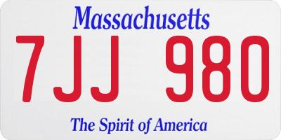 MA license plate 7JJ980