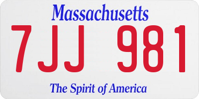 MA license plate 7JJ981