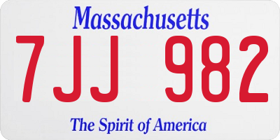 MA license plate 7JJ982