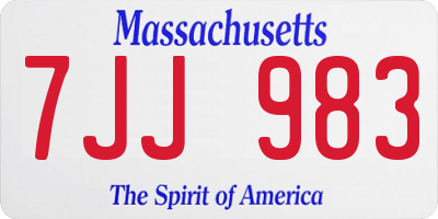 MA license plate 7JJ983