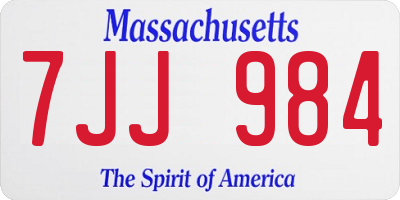 MA license plate 7JJ984