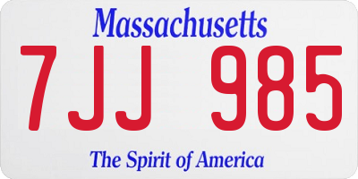MA license plate 7JJ985