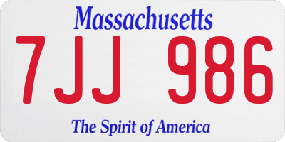 MA license plate 7JJ986
