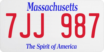 MA license plate 7JJ987