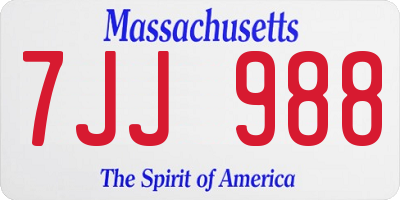 MA license plate 7JJ988