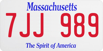 MA license plate 7JJ989