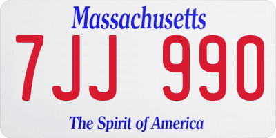 MA license plate 7JJ990