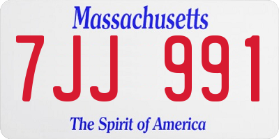 MA license plate 7JJ991