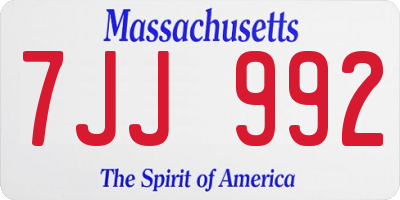 MA license plate 7JJ992