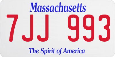 MA license plate 7JJ993