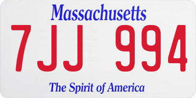 MA license plate 7JJ994