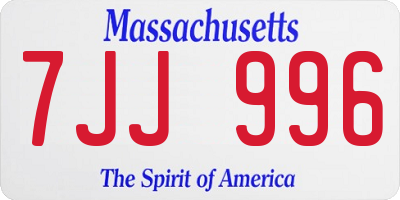MA license plate 7JJ996