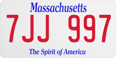 MA license plate 7JJ997