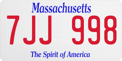 MA license plate 7JJ998