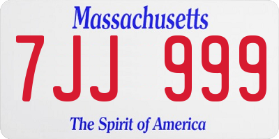 MA license plate 7JJ999