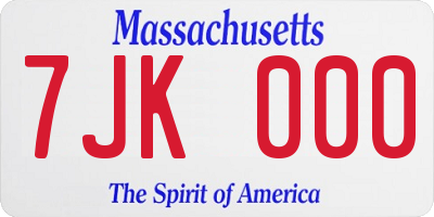 MA license plate 7JK000