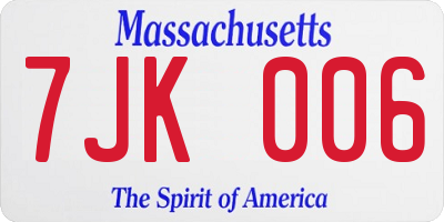 MA license plate 7JK006