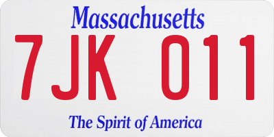 MA license plate 7JK011