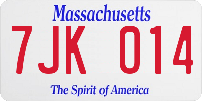 MA license plate 7JK014