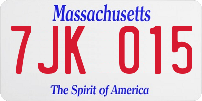 MA license plate 7JK015