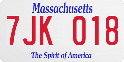 MA license plate 7JK018