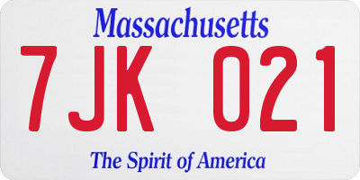 MA license plate 7JK021