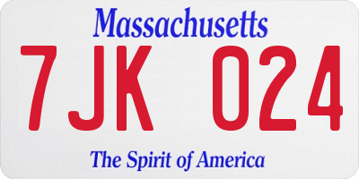 MA license plate 7JK024