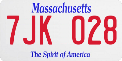 MA license plate 7JK028