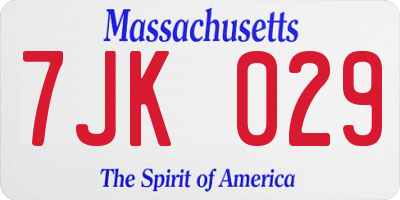 MA license plate 7JK029