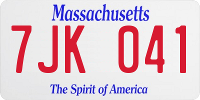 MA license plate 7JK041