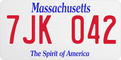 MA license plate 7JK042
