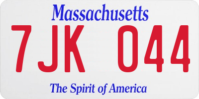 MA license plate 7JK044