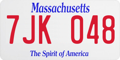MA license plate 7JK048