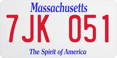 MA license plate 7JK051