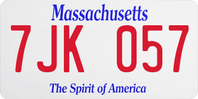MA license plate 7JK057