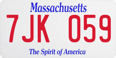 MA license plate 7JK059