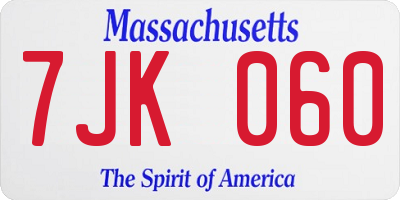 MA license plate 7JK060